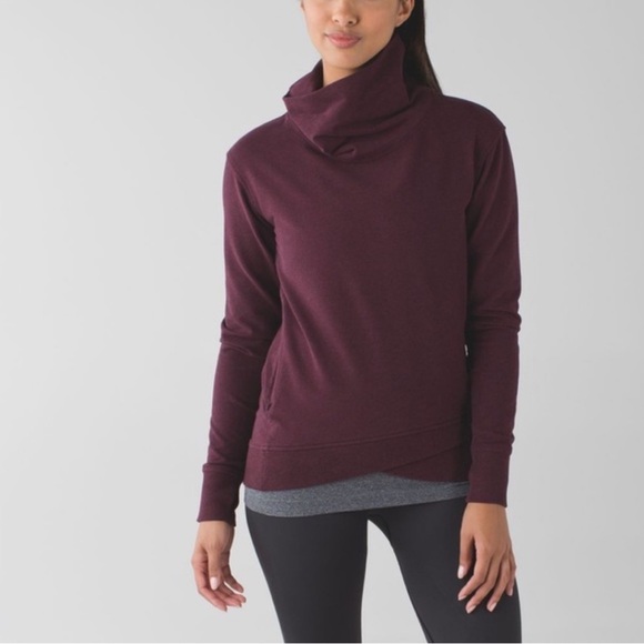 Lululemon On The Double Pullover Cowl Neck Sweatshirt Bordeaux Drama Burgundy - Picture 1 of 13